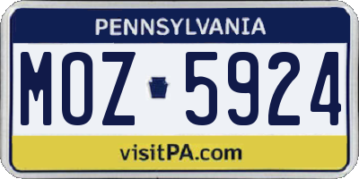 PA license plate MOZ5924