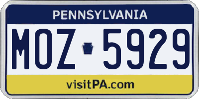 PA license plate MOZ5929