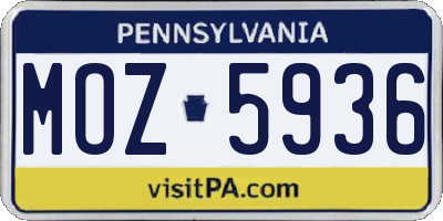 PA license plate MOZ5936
