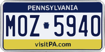 PA license plate MOZ5940