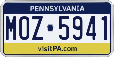 PA license plate MOZ5941