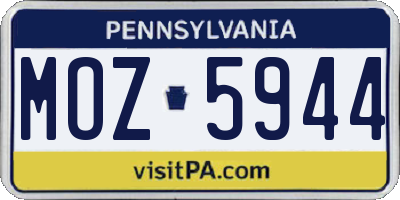 PA license plate MOZ5944