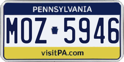 PA license plate MOZ5946