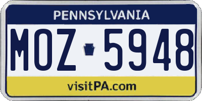 PA license plate MOZ5948