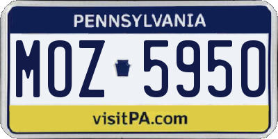 PA license plate MOZ5950