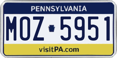 PA license plate MOZ5951