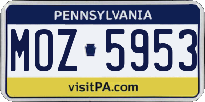 PA license plate MOZ5953