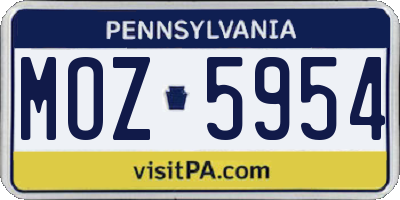 PA license plate MOZ5954