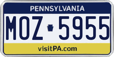 PA license plate MOZ5955