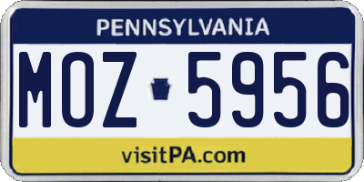 PA license plate MOZ5956