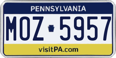 PA license plate MOZ5957