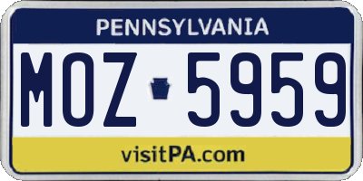 PA license plate MOZ5959