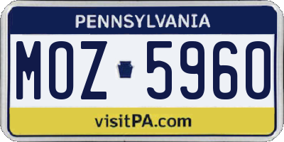 PA license plate MOZ5960
