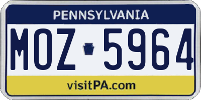 PA license plate MOZ5964
