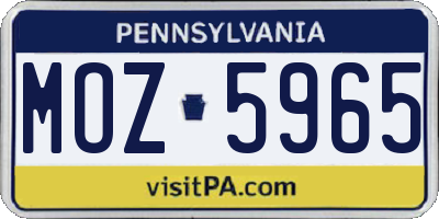 PA license plate MOZ5965