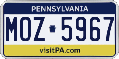 PA license plate MOZ5967