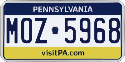 PA license plate MOZ5968