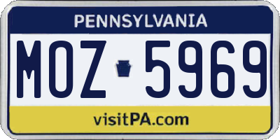 PA license plate MOZ5969
