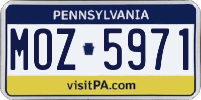 PA license plate MOZ5971