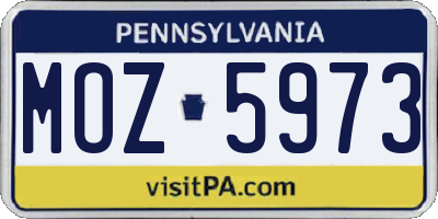 PA license plate MOZ5973
