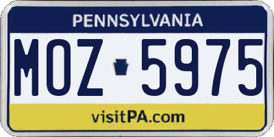PA license plate MOZ5975