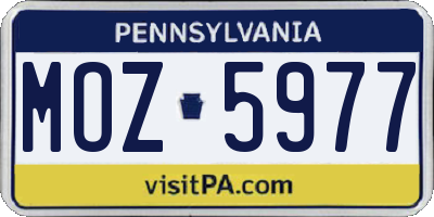 PA license plate MOZ5977