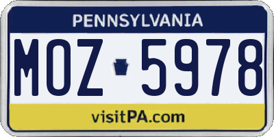 PA license plate MOZ5978