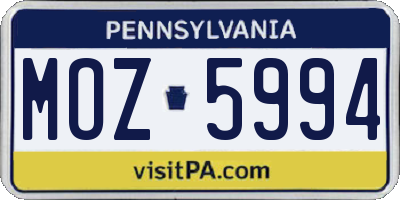PA license plate MOZ5994