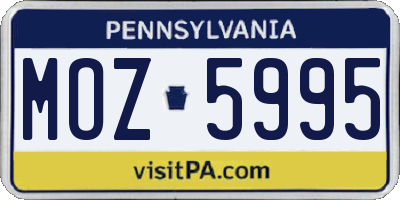 PA license plate MOZ5995
