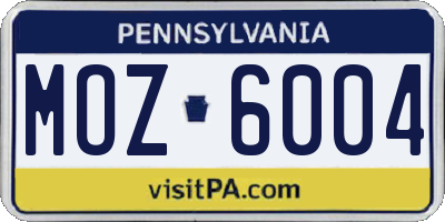 PA license plate MOZ6004