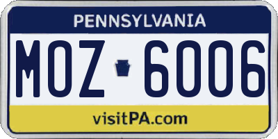 PA license plate MOZ6006