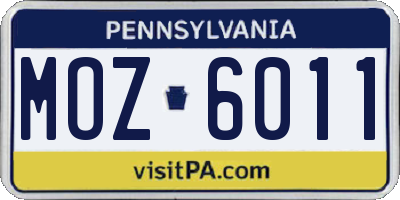 PA license plate MOZ6011