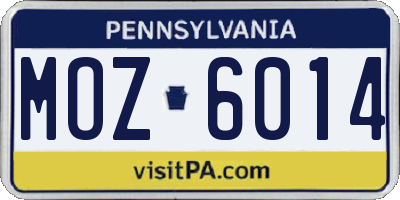 PA license plate MOZ6014