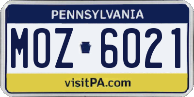 PA license plate MOZ6021