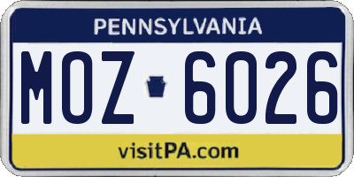 PA license plate MOZ6026