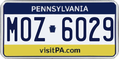 PA license plate MOZ6029