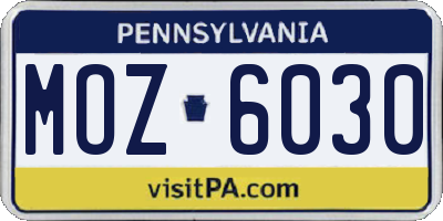 PA license plate MOZ6030