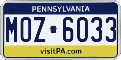 PA license plate MOZ6033