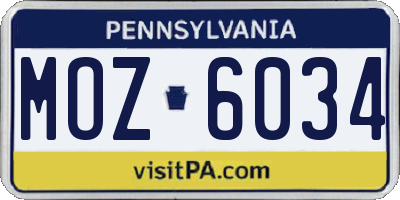 PA license plate MOZ6034