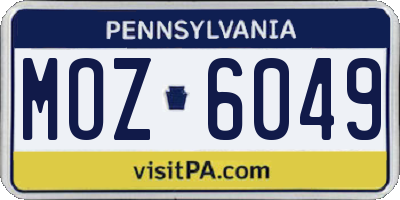 PA license plate MOZ6049