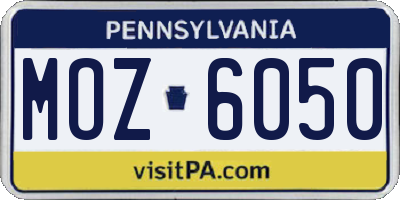 PA license plate MOZ6050