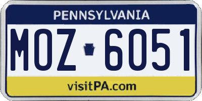 PA license plate MOZ6051