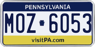 PA license plate MOZ6053