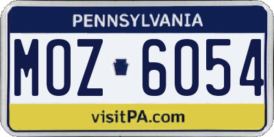 PA license plate MOZ6054