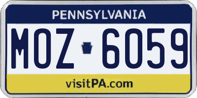 PA license plate MOZ6059