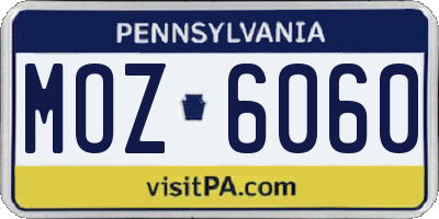 PA license plate MOZ6060