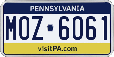 PA license plate MOZ6061