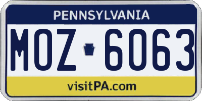 PA license plate MOZ6063