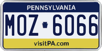 PA license plate MOZ6066