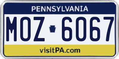PA license plate MOZ6067
